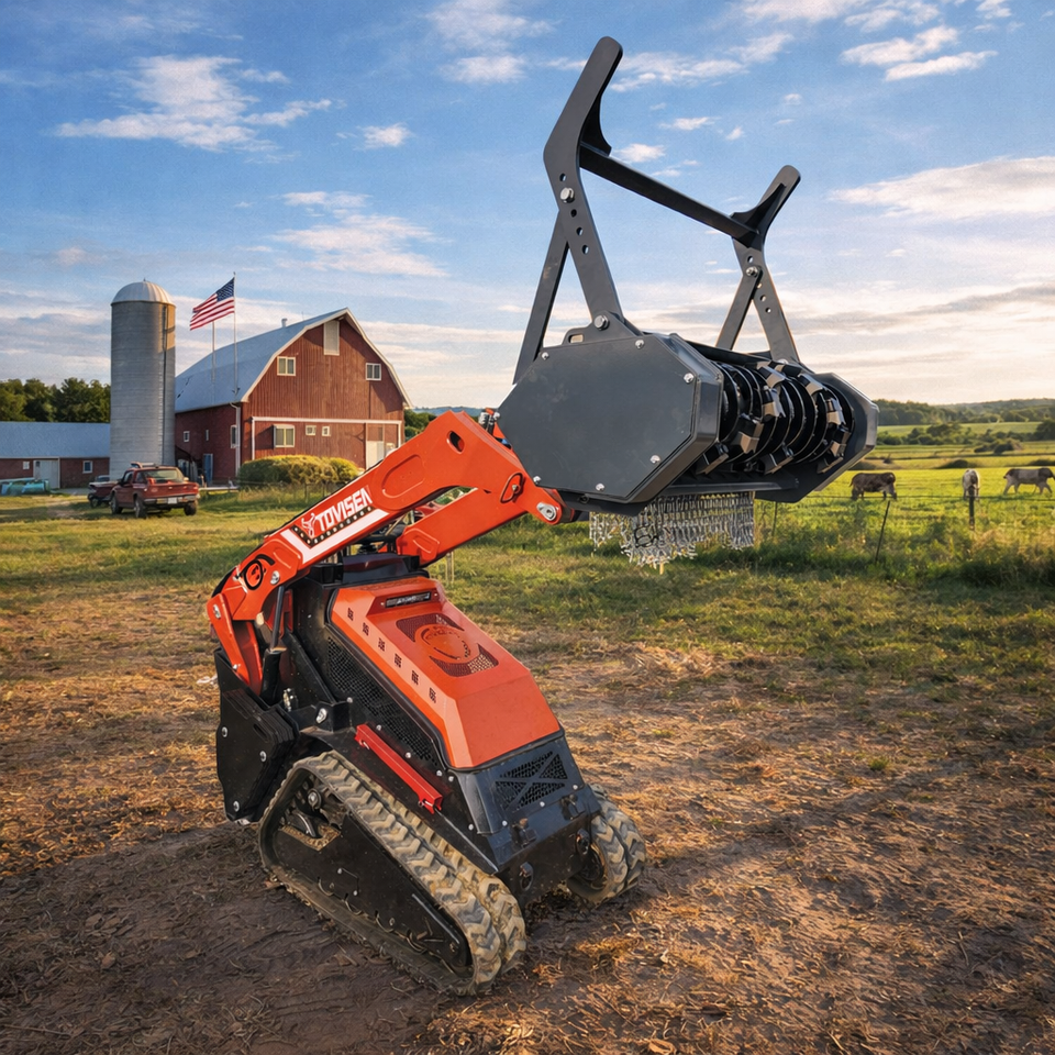 TOVISEN V1000 Mini Skid Steer Loader High Flow Hydraulics Tracked ...