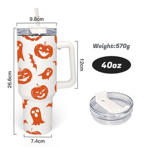 Vaso Luminoso de 40 oz (1200 ml) que Brilla en la Oscuridad, Estilo Sublimación, con Tapa y Pajita, Vasos de Acero Inoxidable - Product Image 4