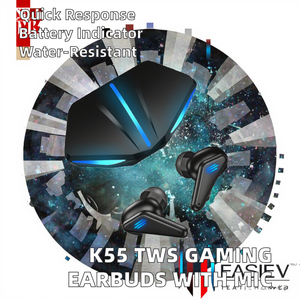 Casques de Jeu TWS K55 Écouteurs <span class=keywords><strong>Bluetooth</strong></span> 5.4 avec Indicateur de Batterie LED, Faible Latence JL, Son HIFI Stéréo Basses et Micro pour Gamer - Product Image 2