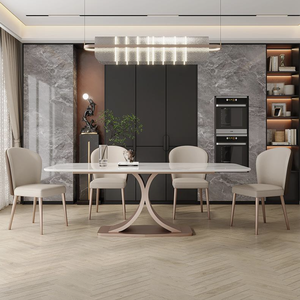 Table à manger moderne de luxe 6 places avec 6 chaises Sinered Stone Modèle 3D Design Table à manger complète avec grande dalle de pierre - Product Image 3