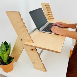 Solid Wood <b>Computer</b> <b>Desk</b> 712x420x508mm Two Level Easy Assemble Natural Color Home Office Use - Product Image 2