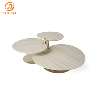 Ensemble de tables basses gigognes modernes de luxe avec plateaux en marbre et base en métal miroir, tables d'appoint rondes hautes et basses pour salon