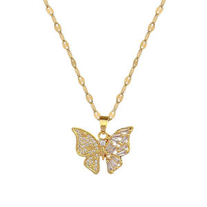 Conjunto de Collar y Aretes de Acero Inoxidable con Mariposa TZ078, Joyería Formal de Noche con Cristales Microincrustados para Mujer - Product Image 5