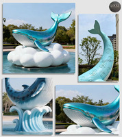 Statue de poisson en résine et fibre de verre personnalisée en usine, sculpture de parc à thème animaux marins, baleine