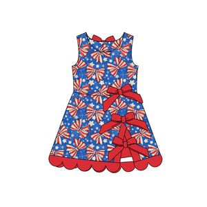 Conjunto de Falda y Blusa sin Mangas para Niña, Diseño Personalizado GSD3924 con Estampado de Estrellas y Lazos del 4 de Julio, Venta al Por Mayor - Product Image 2