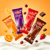 Sachet d'emballage personnalisable pour crème glacée et bâtonnets glacés de qualité alimentaire avec scellages central et arrière, en aluminium perlé anti-gel à motif dentelé