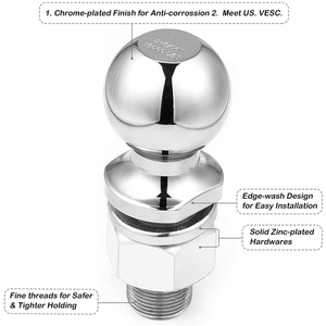 <span class=keywords><strong>Boule</strong></span> <span class=keywords><strong>d</strong></span>'<span class=keywords><strong>attelage</strong></span> de remorque de 2-5/16 pouces avec tige de 1 pouce en acier forgé/chromé, longueur de tige de 2-1/2 pouces, pièces de remorquage haute performance - Product Image 1