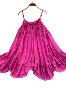 เดรสสายเดี่ยวสีชมพู <span class=keywords><strong>Nazha</strong></span> Seaside Holiday สำหรับผู้หญิง สไตล์ฝรั่งเศสหวานๆ กระโปรงสั้นทรงพอง เอวสูงมาก คอเต่า เหมาะสำหรับฤดูร้อน - Product Image 5