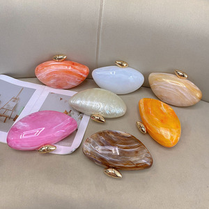 Nouvelle <span class=keywords><strong>Pochette</strong></span> de Soirée Ovale en Forme de Coquille, Motif Marbre Luxe, Sac à Main en Acrylique Tendance pour Fêtes, Petite Marque - Product Image 5