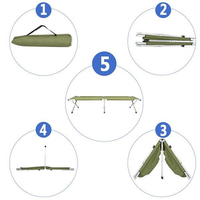 Lit de Camp de Camouflage en Fer Métal Aluminium d'Extérieur Vert Foncé pour Adultes