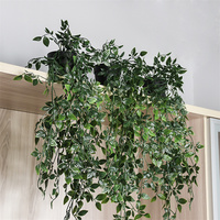 SAISON 80CM Künstliche hängende Bonsai-Pflanzen Grün Datura Vine Faux Plastic Hängende Topfpflanzen für die Inneneinrichtung