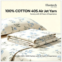 Ensemble de couette en coton Air Jet Yarn, linge de lit en coton imprimé 40S 200TC, ensemble de literie en coton 100% comprenant drap, housse de couette et couette
