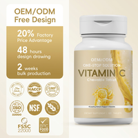 Tablet Kunyah Vitamin C Herbal Label Pribadi OEM, Pendukung Imunitas, Rasa Jeruk Alami, 60 Tablet, Suplemen Dewasa, ODM, MOQ Rendah