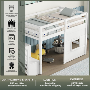 Детская двухъярусная кровать из цельного дерева - Product Image 4