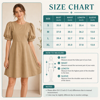 Robe en coton 200 GSM à manches bouffantes pour femme, décontractée, unie, col rond, coupe trapèze fluide, personnalisable avec logo OEM ODM, tailles XS-5XL, robe florale pour femme