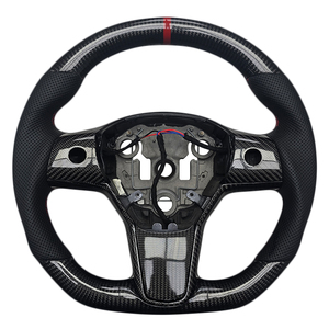 Volante de Cuero Perforado con Fibra de Carbono para Tesla Model 3 y Model Y, Últimos Productos - Product Image 1