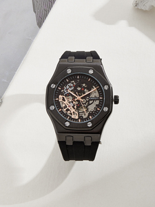 Đồng hồ nam cơ tự động cao cấp, vỏ thép không gỉ hình vuông, máy lộ cơ tự lên dây, dây đeo silicon/cao su - Tùy chỉnh - Product Image 3