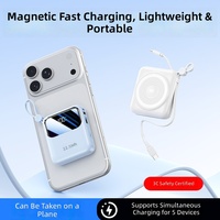 Batterie externe portable avec câble intégré 10000 mAh, charge sans fil 22,5 W, charge ultra-rapide, matériau ABS compact
