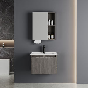 Meubles <span class=keywords><strong>de</strong></span> <span class=keywords><strong>salle</strong></span> <span class=keywords><strong>de</strong></span> <span class=keywords><strong>bain</strong></span> flottants modernes <span class=keywords><strong>et</strong></span> économiques, étanches, à fixation murale, en PVC, avec lavabo en céramique pour hôtel - Product Image 3