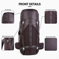 Sac à dos de randonnée et de camping personnalisé 45L, résistant à l'abrasion, respirant, pour sports de plein air