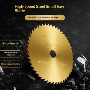 <span class=keywords><strong>Lame</strong></span> de <span class=keywords><strong>scie</strong></span> <span class=keywords><strong>circulaire</strong></span> forgée HSS ultra-mince de 50 mm x 0,8 mm x 6,35 mm, revêtement titane, pour découpe de précision <span class=keywords><strong>multi</strong></span>-<span class=keywords><strong>matériaux</strong></span> - Product Image 2