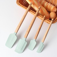 Spatule en silicone avec manche en bois, spatule de qualité alimentaire, grattoir pour gâteau, crème, beurre, mélange, cuisson à domicile