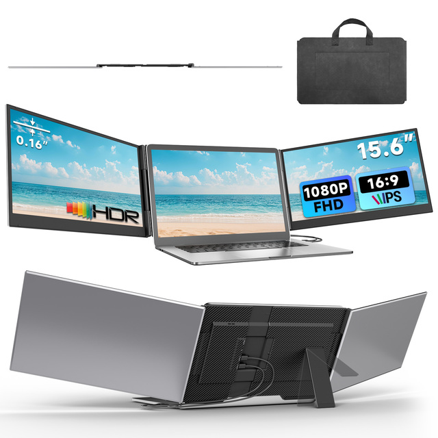 15.6inch P7 Ultra Thin Triple Portable Monitor for Laptop with 1080P FHD IPS Laptop Portable Monitor Extender 13-17" Laptops