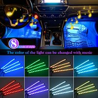 Nouvelle télécommande RGB 7 couleurs Contrôle 8 SMD 5050 *4 pièces Éclairage intérieur de voiture LED Lumière d'ambiance au sol