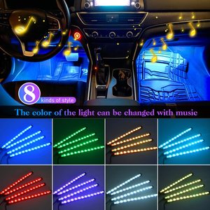 Nouvelle télécommande RGB 7 couleurs Contrôle <span class=keywords><strong>8</strong></span> SMD 5050 *4 pièces Éclairage intérieur de voiture <span class=keywords><strong>LED</strong></span> Lumière d'ambiance au sol - Product Image 4
