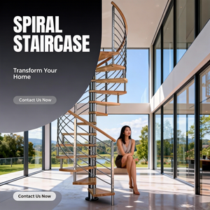 Kit <span class=keywords><strong>de</strong></span> Escalera <span class=keywords><strong>de</strong></span> Caracol <span class=keywords><strong>de</strong></span> Acero para Interiores con Diseño Minimalista y Peldaños <span class=keywords><strong>de</strong></span> Madera para Casa Dúplex - Product Image 2