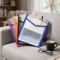 Pochette d'étiquette en plastique épais A4 PP à bouton-pression, grande capacité, étanche, extensible, porte-documents
