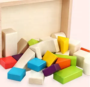 100 adet ahşap yapı taşları Set eğitici çocuk için oyuncak 2021 bebek Montessori blok oyuncaklar tuğla çocuk