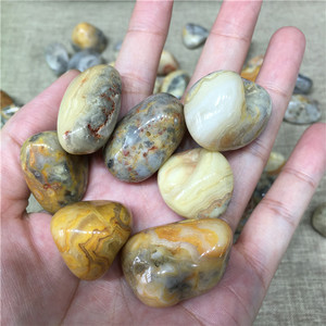 Pietre Curative di Cristallo all'Ingrosso 20-30mm, Agata Crazy Lace Gialla Naturale Levigata per Decorazione Casa - Product Image 5