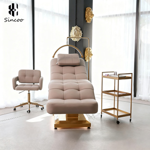Nuevo estilo, muebles de salón de oro modernos de lujo, cama de masaje de belleza Facial eléctrica de 4 motores, silla de mesa cosmética, cama de pestañas de Spa Facial - Product Image 5