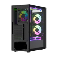 Boîtier de jeu Micro ATX avec panneaux en verre trempé, tour moyenne, USB 3.0, châssis PC avec 7 emplacements pour carte VGA