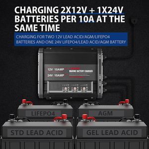 <span class=keywords><strong>Chargeur</strong></span> de <span class=keywords><strong>batterie</strong></span> intelligent marin embarqué 12V 24V 10A à 3 banques, étanche IP67, best-seller fabriqué en usine, pour batteries au plomb-acide AGM et au lithium LiFePO4 - Product Image 6