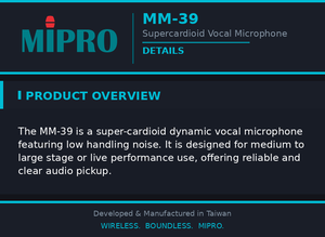 Micrófono vocal MIPRO confiable con bajo nivel de ruido para presentaciones en vivo, micrófono dinámico y micrófono con cable para eventos a gran escala. - Product Image 5