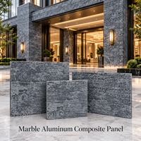 Panneau composite en aluminium marbré revêtu de PVDF de 4 mm, 4x8 pieds, à veines fines, pour la décoration de façade d'entrée