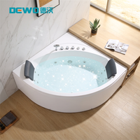 Bañera de Hidromasaje Minimalista de Acrílico en Forma de Abanico de 1.5 Metros, Adecuada para Baños de Apartamentos, con Luces de Colores