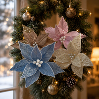 Décorations de Noël en poinsettia de taille et couleur personnalisées, décorations de Noël d'intérieur, fleurs artificielles, fleurs de Noël, fleurs de cérémonie