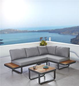 Ensemble <span class=keywords><strong>de</strong></span> canapés <span class=keywords><strong>de</strong></span> <span class=keywords><strong>jardin</strong></span> en teck et aluminium, meubles <span class=keywords><strong>de</strong></span> patio d'extérieur en bois - Product Image 2