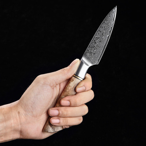 Coltello da Cucina HEZHEN in Acciaio Damascato per Frutta con Manico in Legno di Sicomoro Figurato - Product Image 6