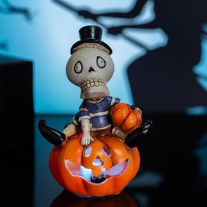 Vente chaude Halloween Décoration Sept Couleurs Clignotant Citrouille Squelette Lanterne pour Accessoires pour la Fête du Festival Fantôme - Product Image 3