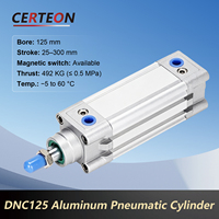 Vérin pneumatique DNC SE 125 mm capteur magnétique double effet avec amortisseur réglable vérin