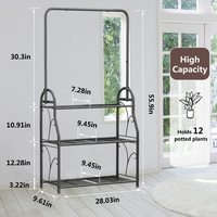 Support pour plantes multiples à 3 niveaux, pour balcon, jardin, patio, intérieur et extérieur, grand support d'angle suspendu pour plantes, étagère à fleurs en métal