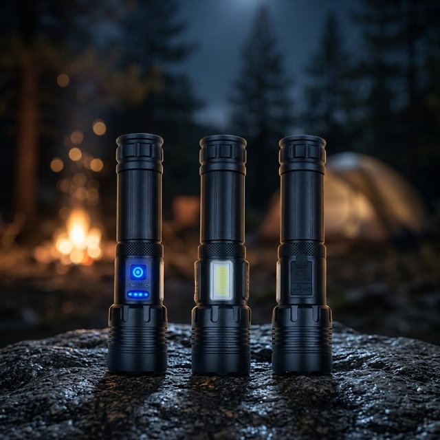 NIACONN Portable Camping LED Flashlight Waterproof 1500 Lumens COB XHP70 USB Rechargeable Zoomable Lantern Aluminum Body