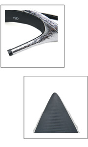 Zapatos de tacón alto y bajo para mujer con textura metálica, diseño de nudo de diamantes de imitación plateados y punta, ideales para bodas. - Product Image 6