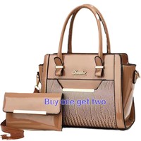 Tas tangan wanita pegangan atas dengan dompet kecil kulit PU tas Tote bahu antik bisnis berlapis tas tangan gelang ritsleting CN;FUJ