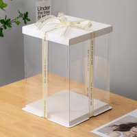 Vente en gros de boîte d'emballage de gâteau transparente monocouche de 4 à 10 pouces de haut matériau PP recyclable estampage design pour les aliments d'anniversaire