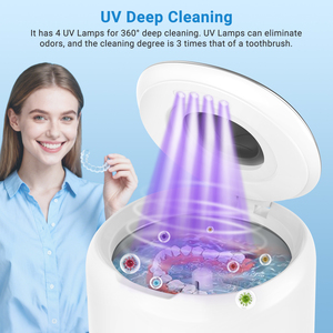 Ultrasonic UV <b>Cleaning</b> Jewelry Watch Washing Dental False <b>Teeth</b> Aligner Retainer Mouth Guard Ultrasonic Denture Cleaner - Product Image 3